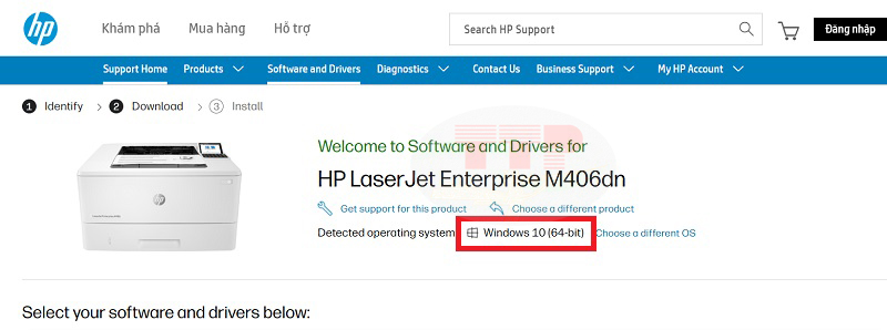 Hướng dẫn tải Driver HP M406Dn - Bước 3