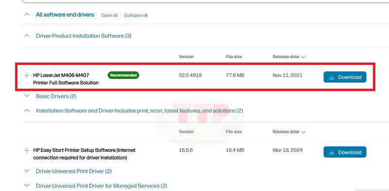 Hướng dẫn tải Driver HP M406Dn - Bước 4