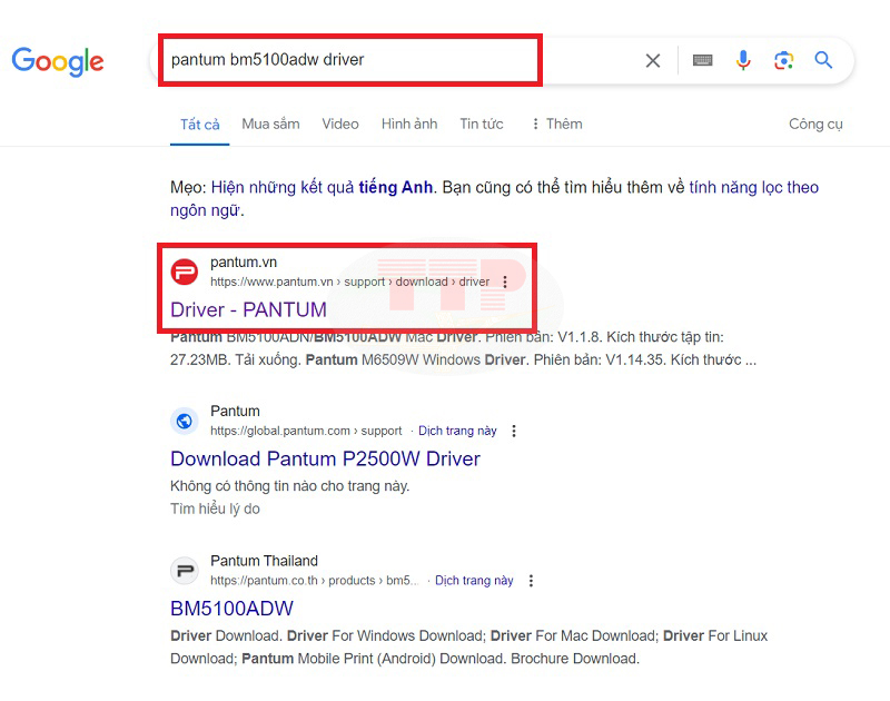Hướng dẫn tải Driver máy in Pantum BM5100ADW/ BM5100ADN - Bước 1