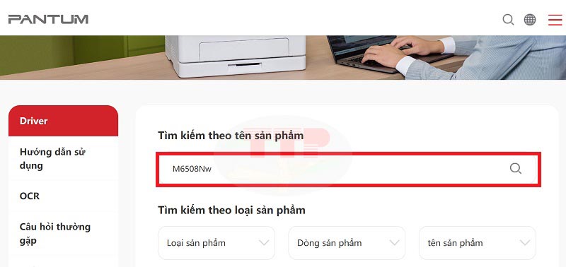Hướng dẫn tải Driver máy in Pantum M6508Nw - Bước 2