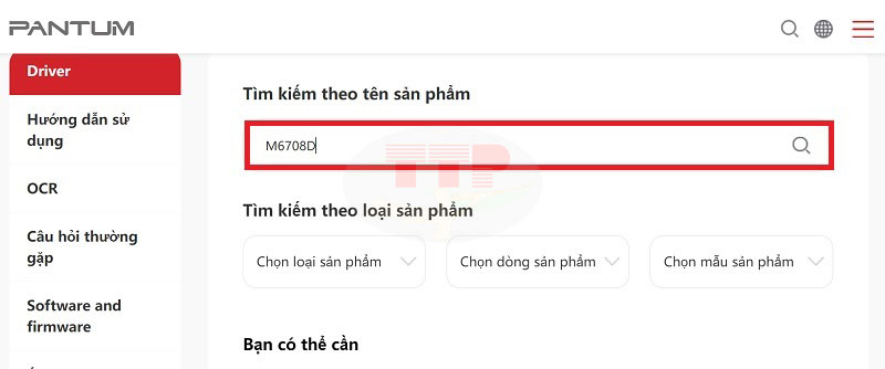 Hướng dẫn tải Driver máy in Pantum M6708D - Bước 2