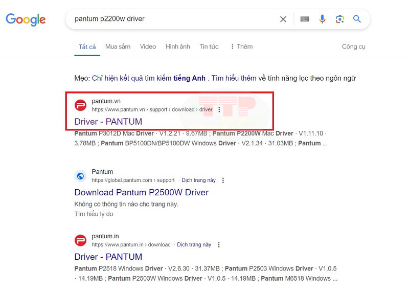 Hướng dẫn tải Driver máy in Pantum P2200/ P2200w - Bước 1