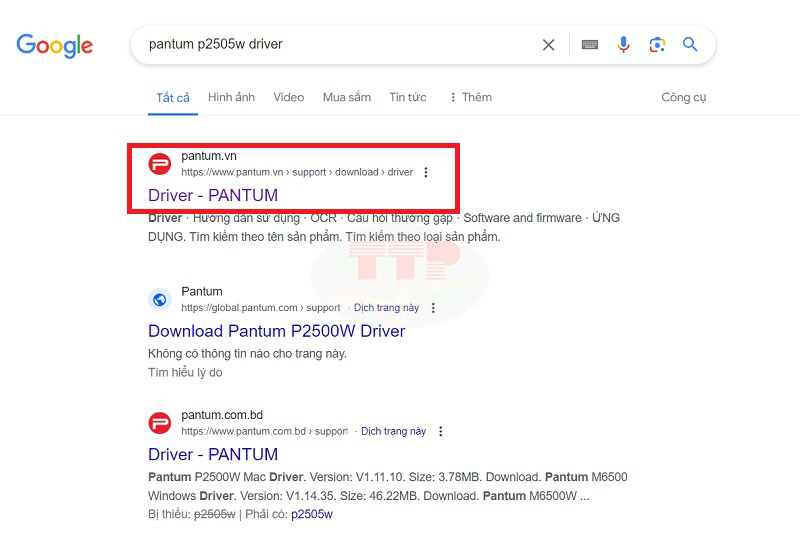 Hướng dẫn tải Driver máy in Pantum P2505/ P2505w - Bước 1