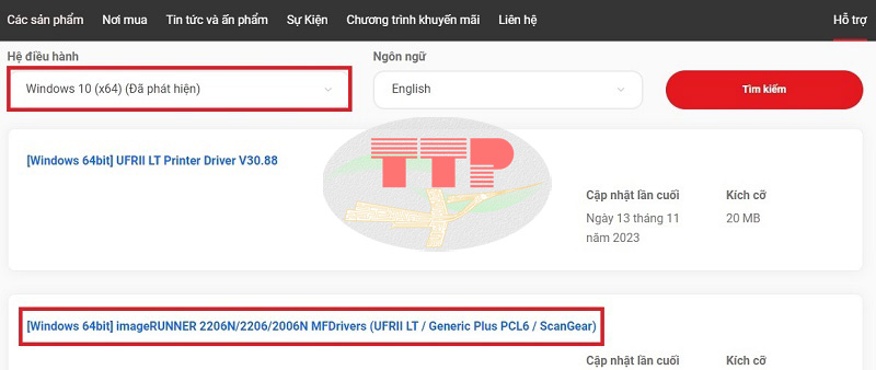 Hướng dẫn tải Driver Máy photocopy Canon IR 2006N - Bước 4