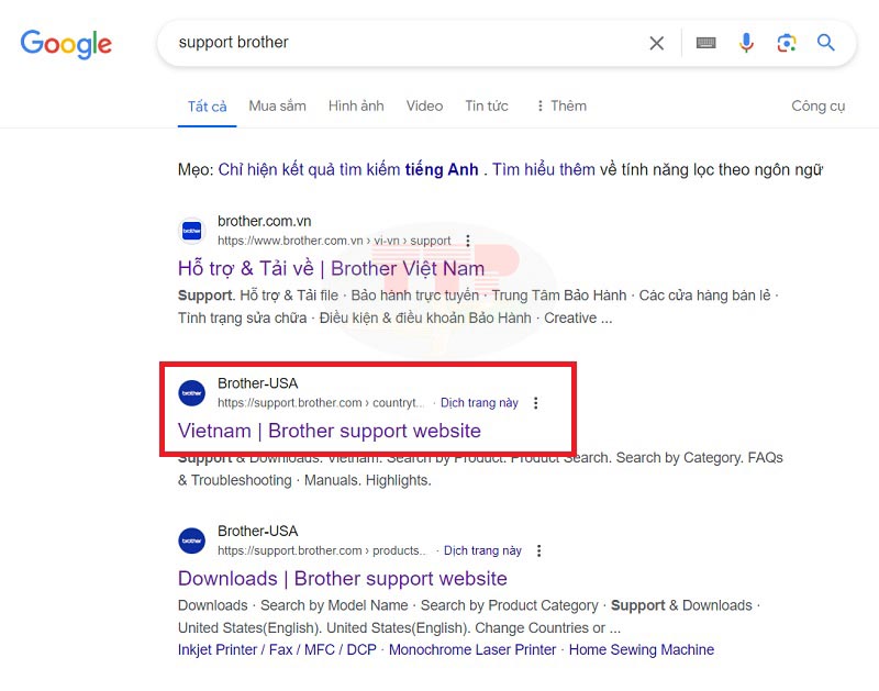 Hướng dẫn tải Driver máy scan brother ADS-4300n - Bước 1