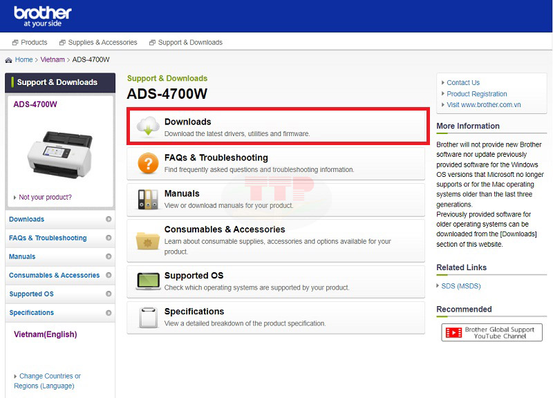 Hướng dẫn tải Driver máy scan Brother ADS-4700w - Bước 3