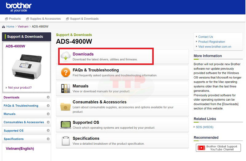 Hướng dẫn tải Driver máy scan brother ADS-4900w - Bước 3