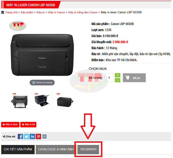 Hướng dẫn tải và cài đặt Driver Canon LBP 6030B
