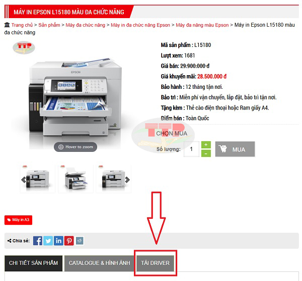 Hướng dẫn tải và cài đặt Driver Epson L15180