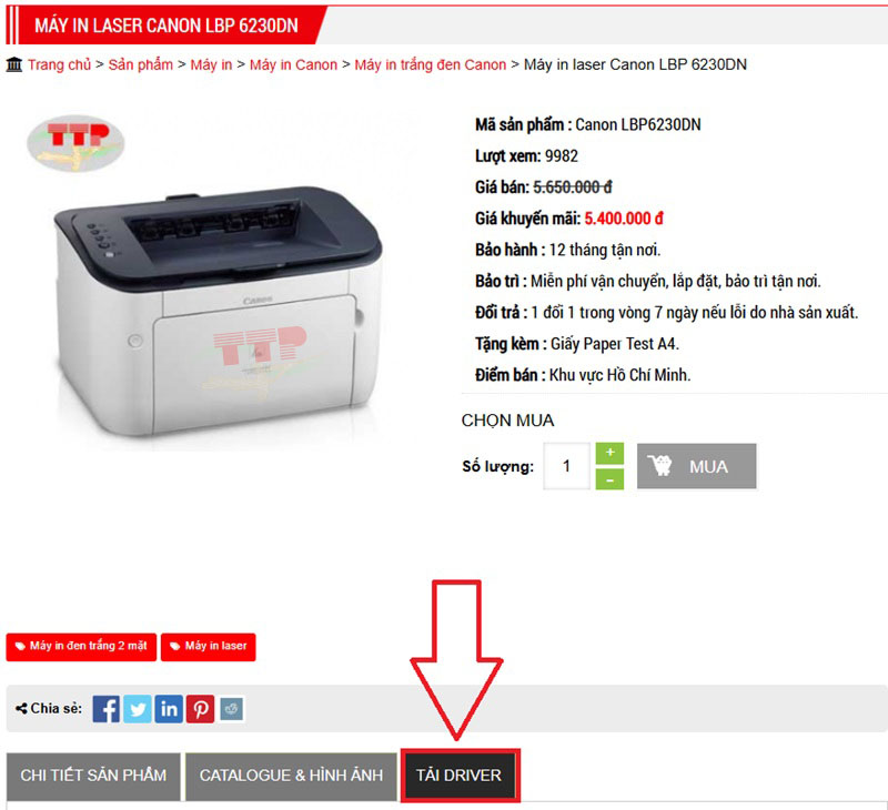 Hướng dẫn cài đặt Driver máy in Canon LBP 6230Dn TTP