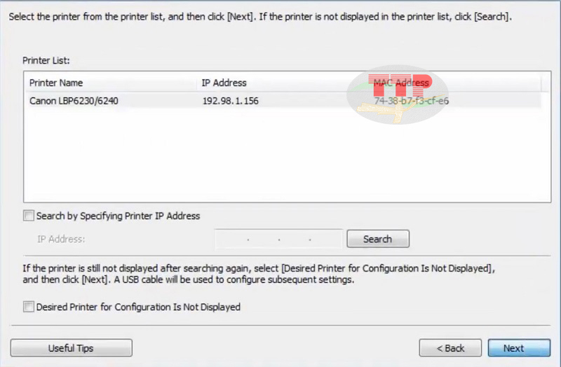 Hướng dẫn thiết lập IP tĩnh máy in Canon LBP 6320Dn - Bước 6
