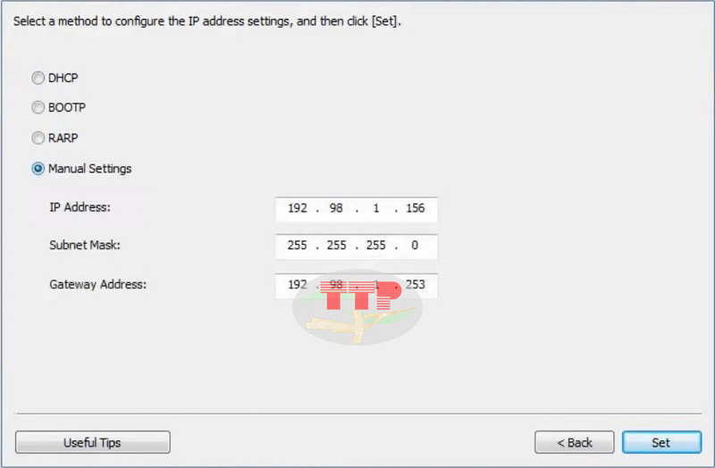 Hướng dẫn thiết lập IP tĩnh máy in Canon LBP 6320Dn - Bước 7