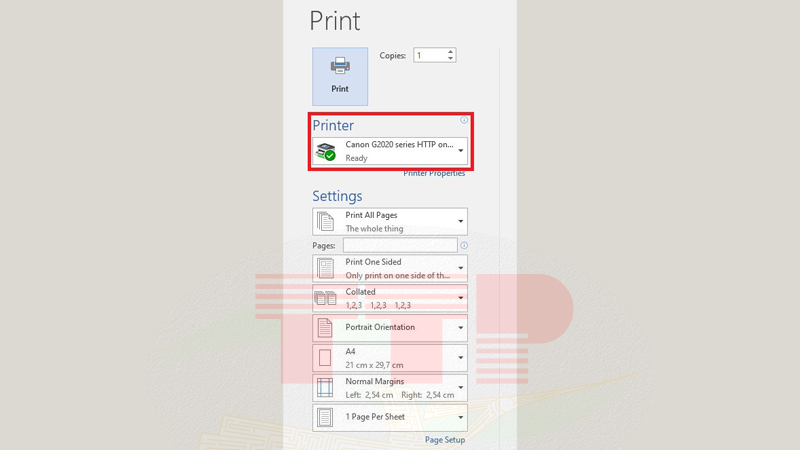 Bước 1 - Kiểm tra máy tính đã chọn đúng máy in chưa