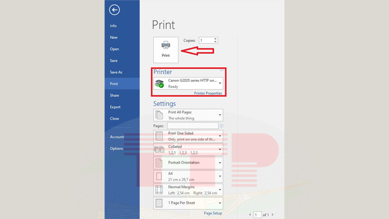 Bước 2 - Kiểm tra máy tính đã chọn đúng máy in chưa