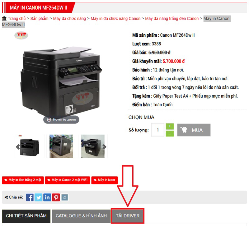 Tải Driver Canon MF264Dw II TTP