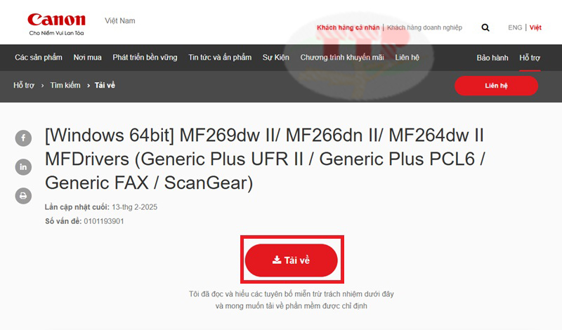  Tải Driver Canon MF264Dw II TTP