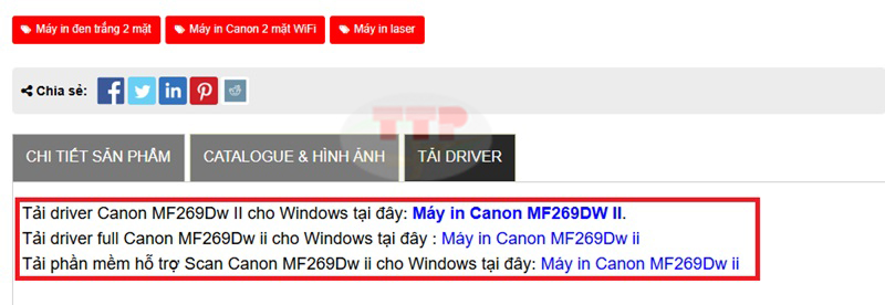 Tải Driver Canon MF269Dw II TTP