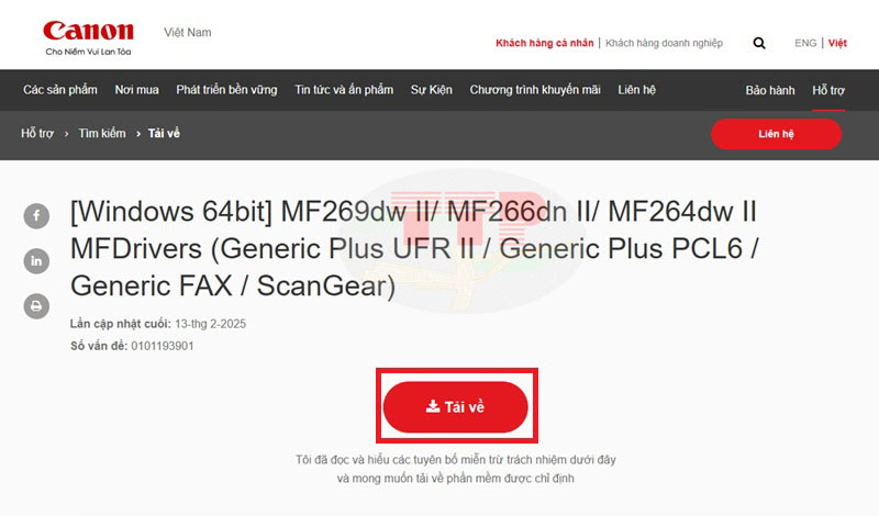 Tải Driver Canon MF269Dw II