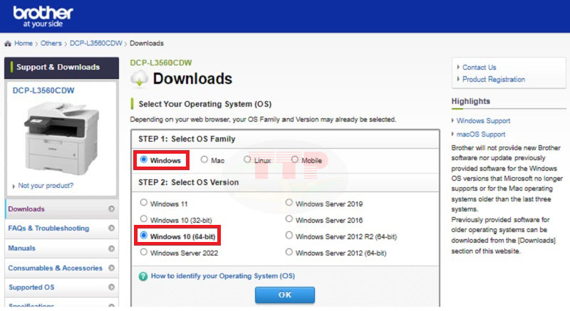 Hướng dẫn tải Driver Brother DCP-L3560CDW - Bước 2