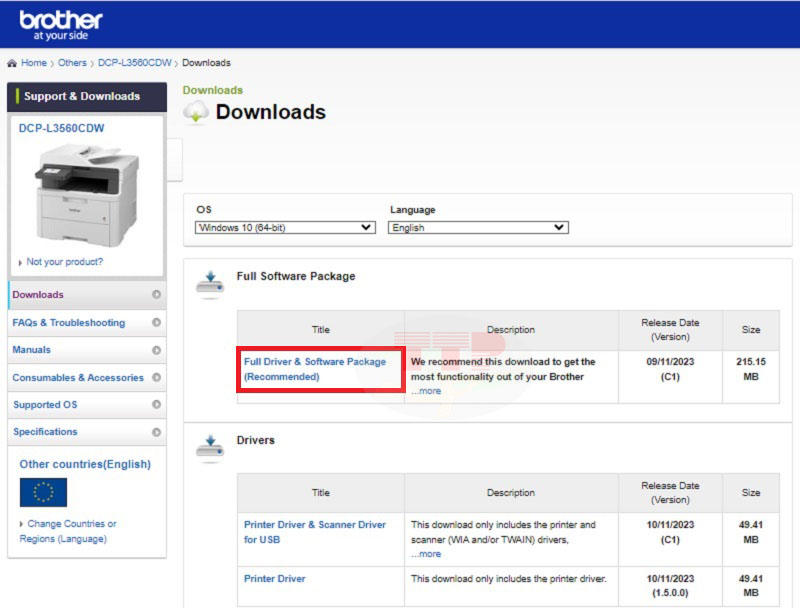 Hướng dẫn tải Driver Brother DCP-L3560CDW - Bước 3