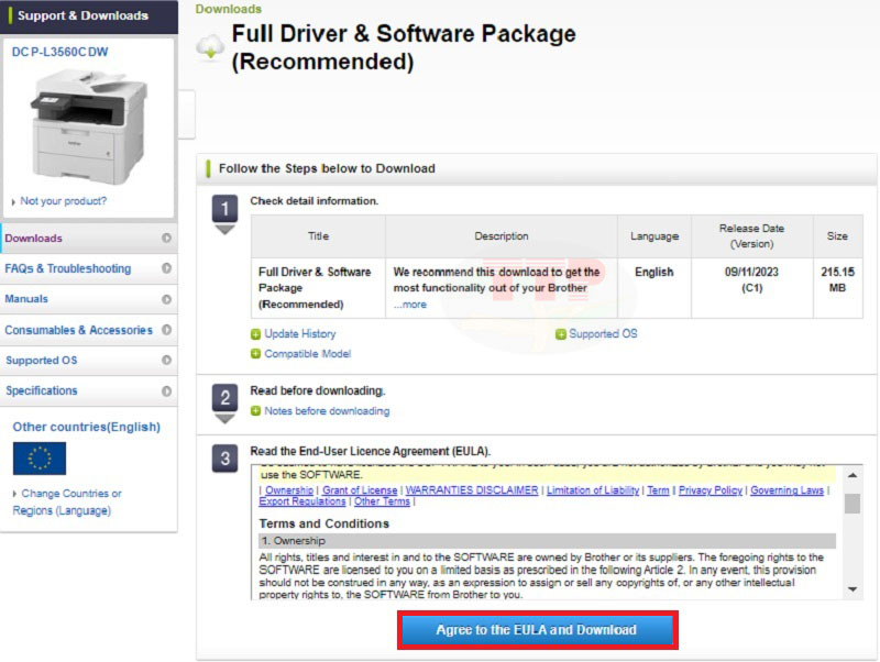 Hướng dẫn tải Driver Brother DCP-L3560CDW - Bước 4