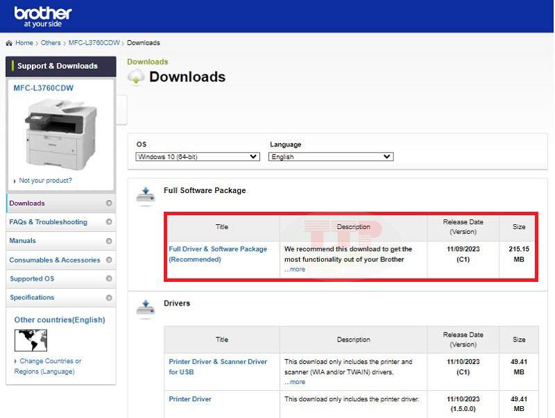 Hướng dẫn tải Driver Brother DCP-L3760CDW - Bước 3
