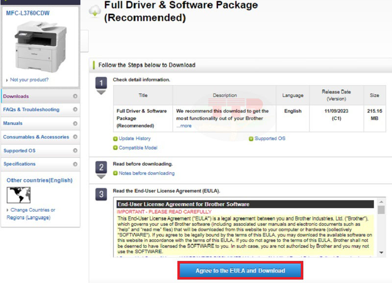 Hướng dẫn tải Driver Brother DCP-L3760CDW - Bước 4