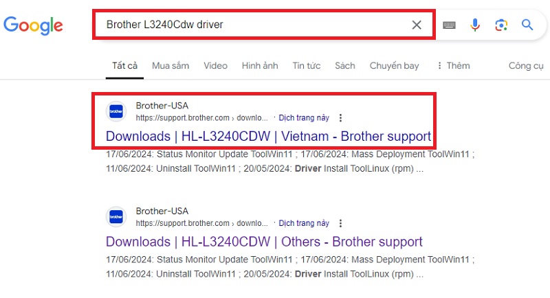 Hướng dẫn tải Driver Brother HL-L3240CDW - Bước 1