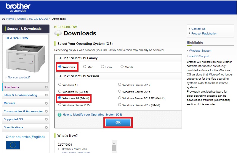 Hướng dẫn tải Driver Brother HL-L3240CDW - Bước 2