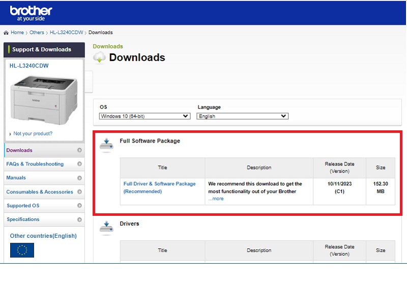 Hướng dẫn tải Driver Brother HL-L3240CDW - Bước 3