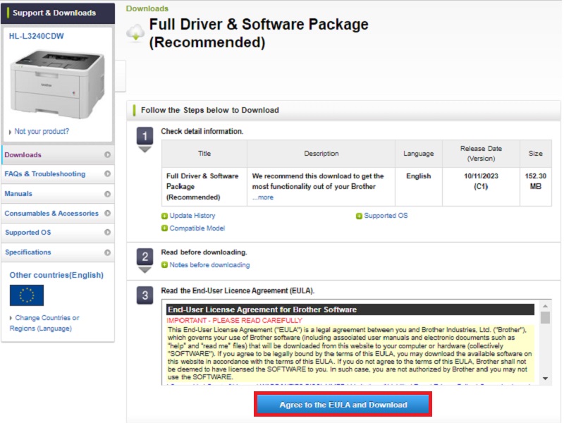 Hướng dẫn tải Driver Brother HL-L3240CDW - Bước 4