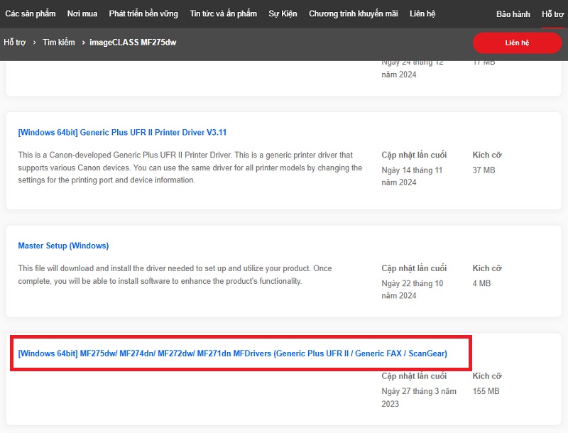 Hướng dẫn tải Driver máy in Canon MF275dw TTP