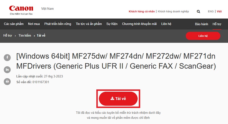 Hướng dẫn tải Driver máy in Canon MF275dw TTP