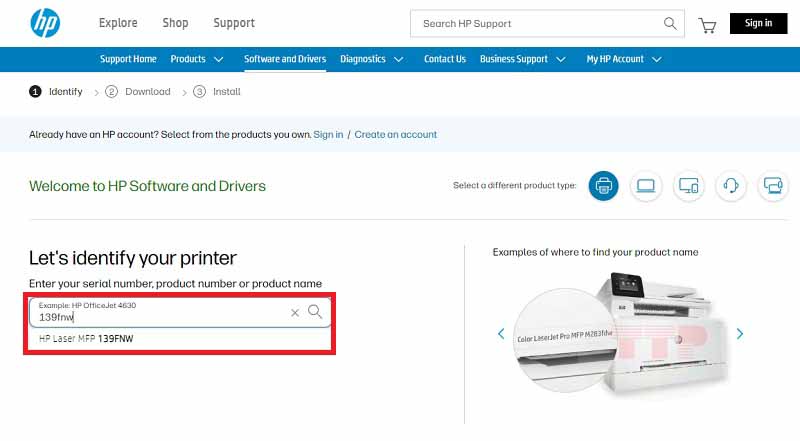 Hướng dẫn tải Driver HP 139Fnw TTP - Bước 2