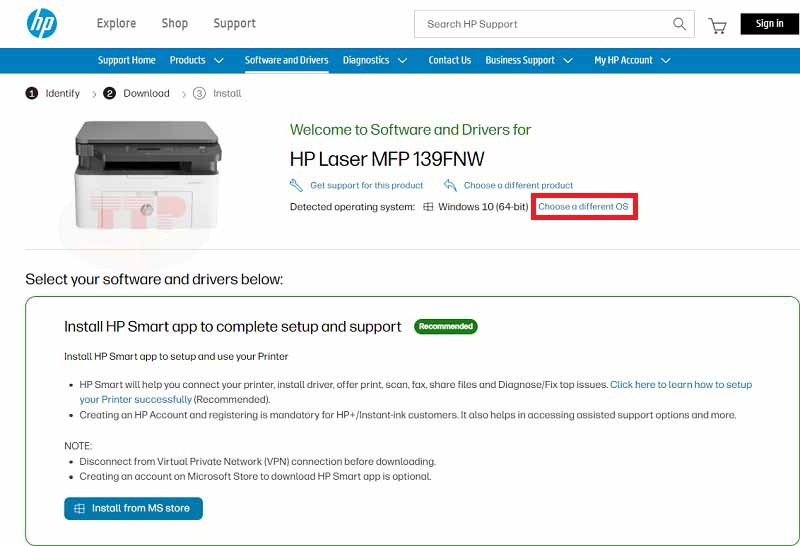 Hướng dẫn tải Driver HP 139Fnw TTP - Bước 3