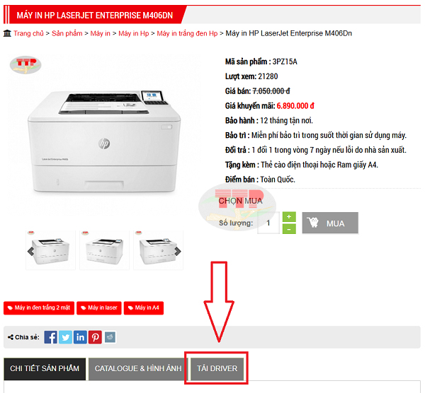 Tải Driver máy in HP M406Dn chi tiết