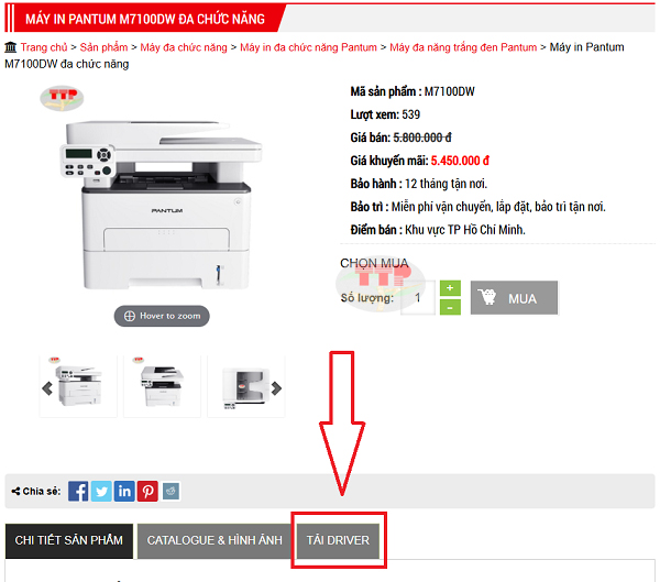 Tải Driver máy in Pantum M7100Dw chi tiết