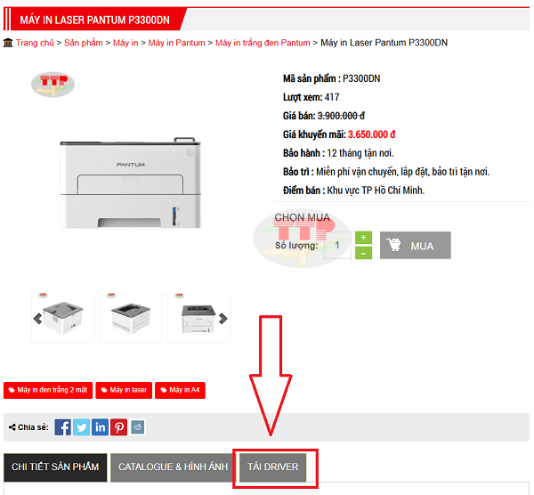 Hướng dẫn tải Driver máy in Pantum P3300Dn