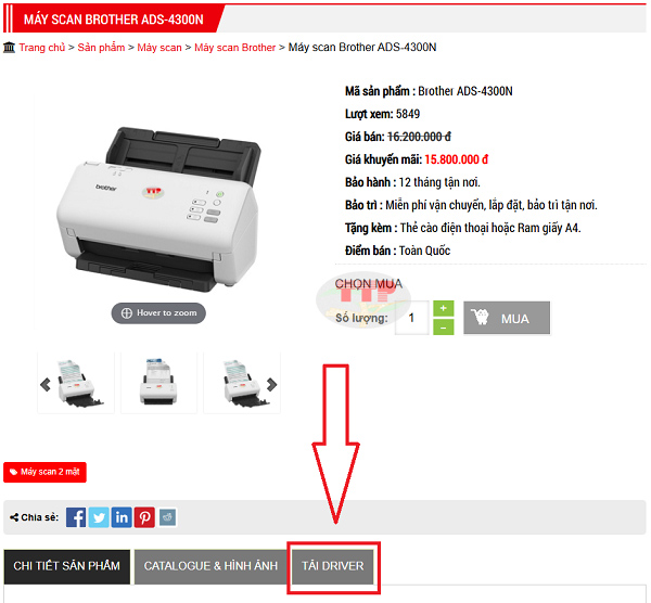 Tải Driver máy scan Brother ADS-4300N chi tiết