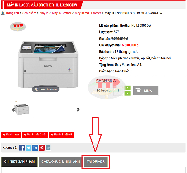 Tải và cài đặt Driver máy in Brother HL-L3280CDW