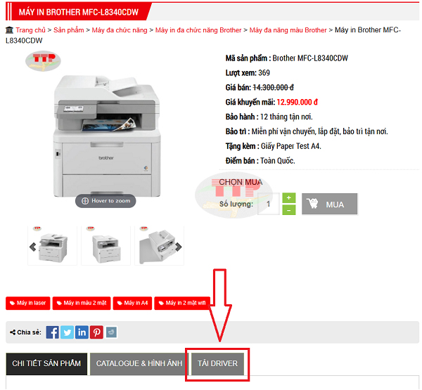 Tải và cài đặt Driver máy in Brother HL-L8340CDW
