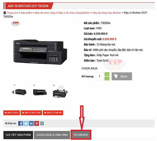  Hướng dẫn tải Driver máy in Brother T820dw TTP