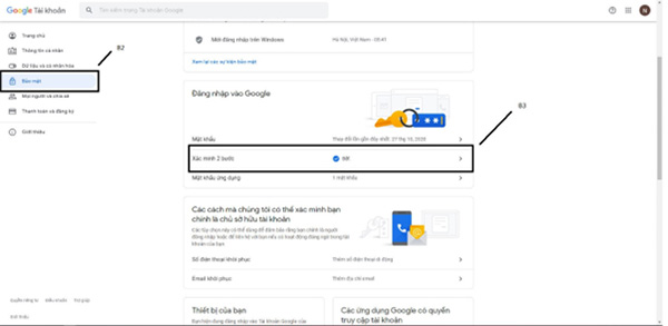 Bật xác minh bước 2 Gmail