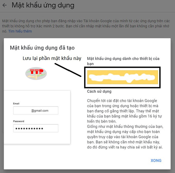 Tạo mật khẩu ứng dụng SMTP