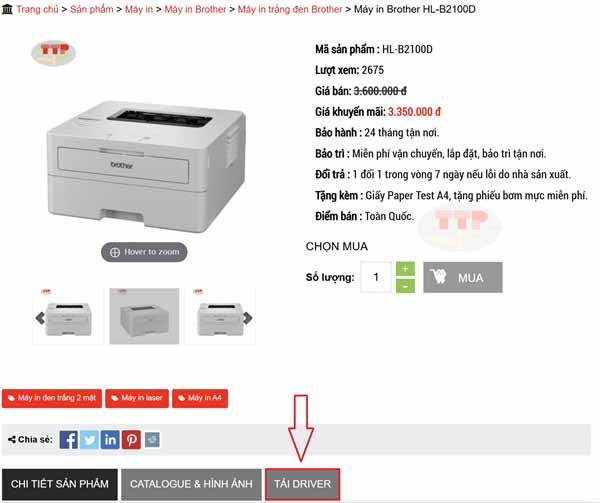 Hướng dẫn cài đặt Driver máy in Brother HL-B2100D