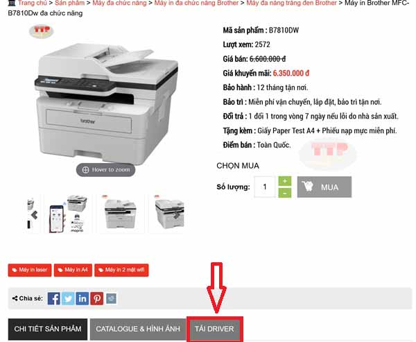 Tải Driver máy in Brother MFC-B7810Dw TTP