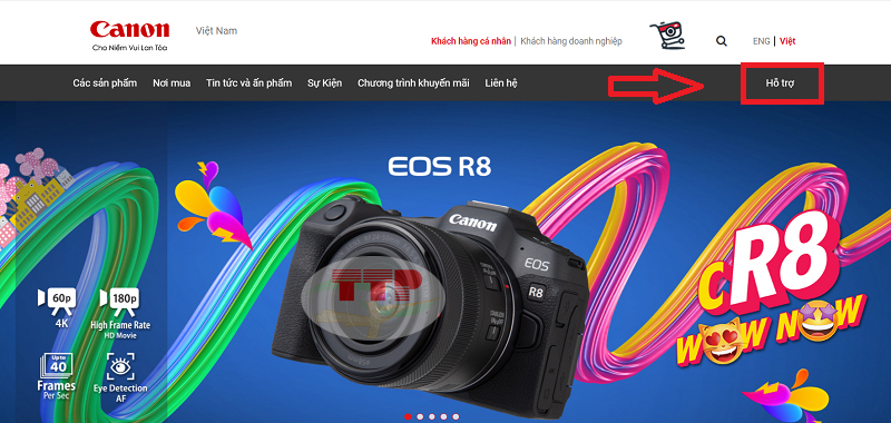 Nhấp vào mục hỗ trợ