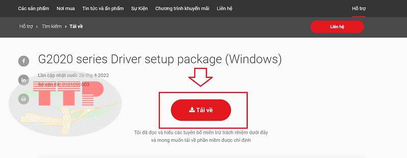 Bước 5 - Tải Driver máy in Canon G2020
