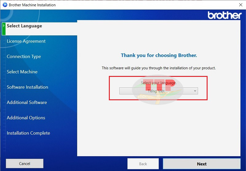 Hướng dẫn cài đặt Driver máy in Brother DCP-B7620Dw - Bước 2