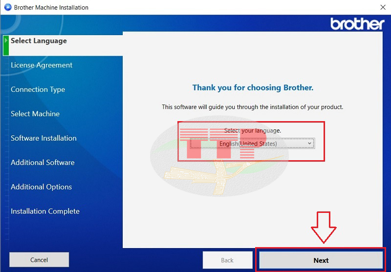 Hướng dẫn cài đặt Driver Brother HL-B2100D - Bước 2